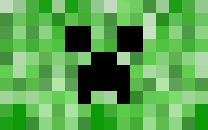 Green Pixelated Face — Black