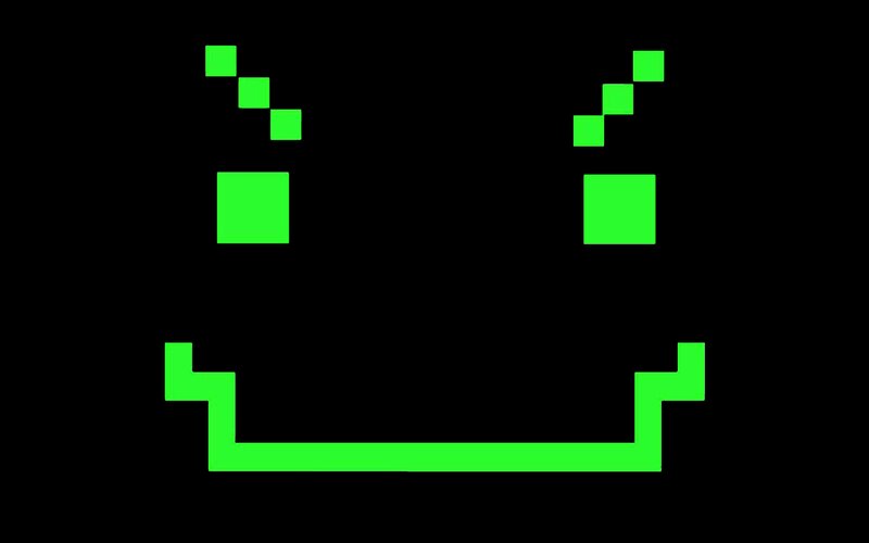 Green Pixelated Face — Neutral, Pixel Art, Eyes