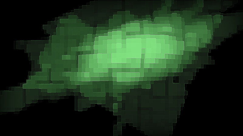 green pixelated shape