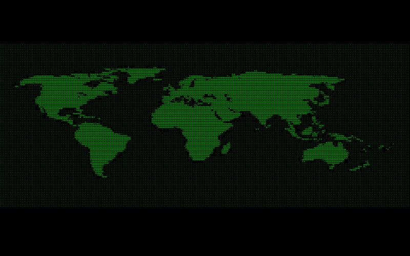 green pixelated world map