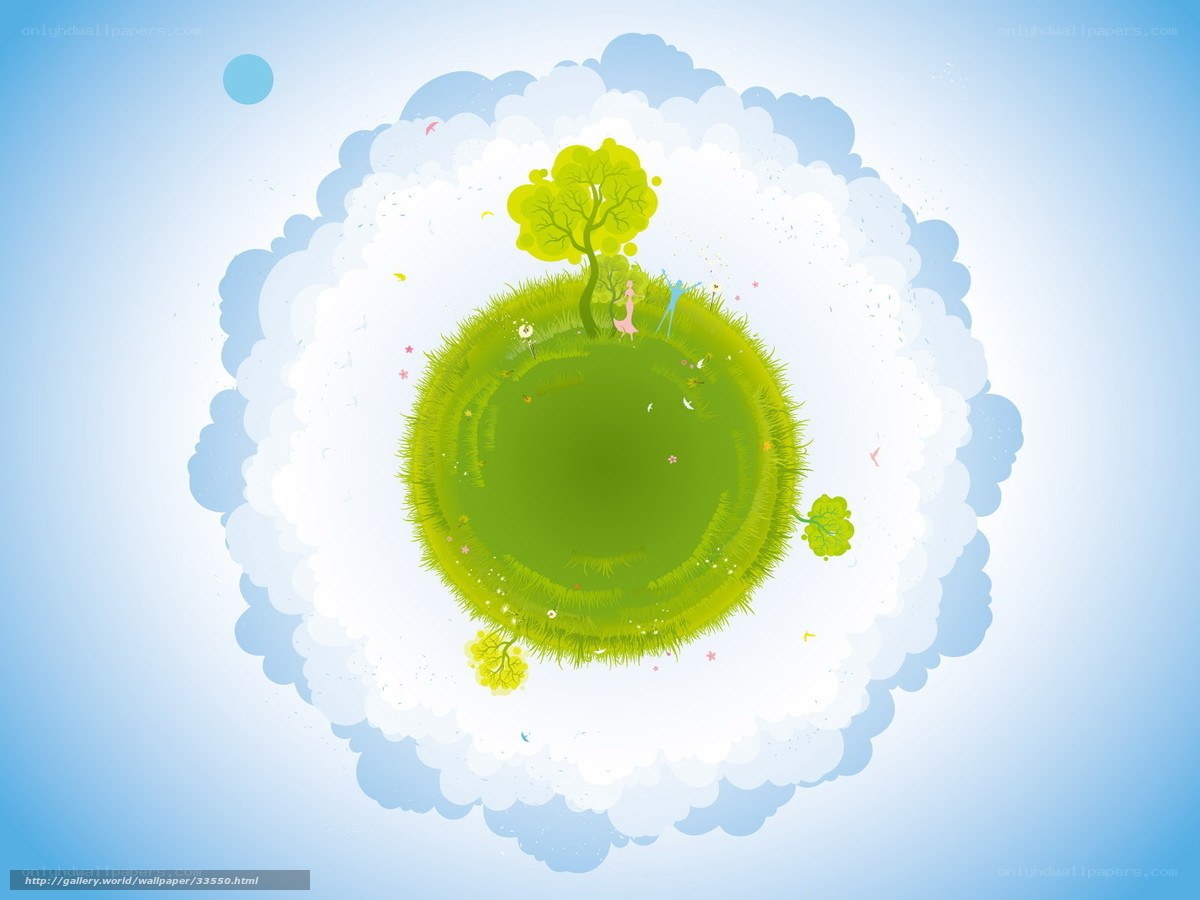 green planet in clouds