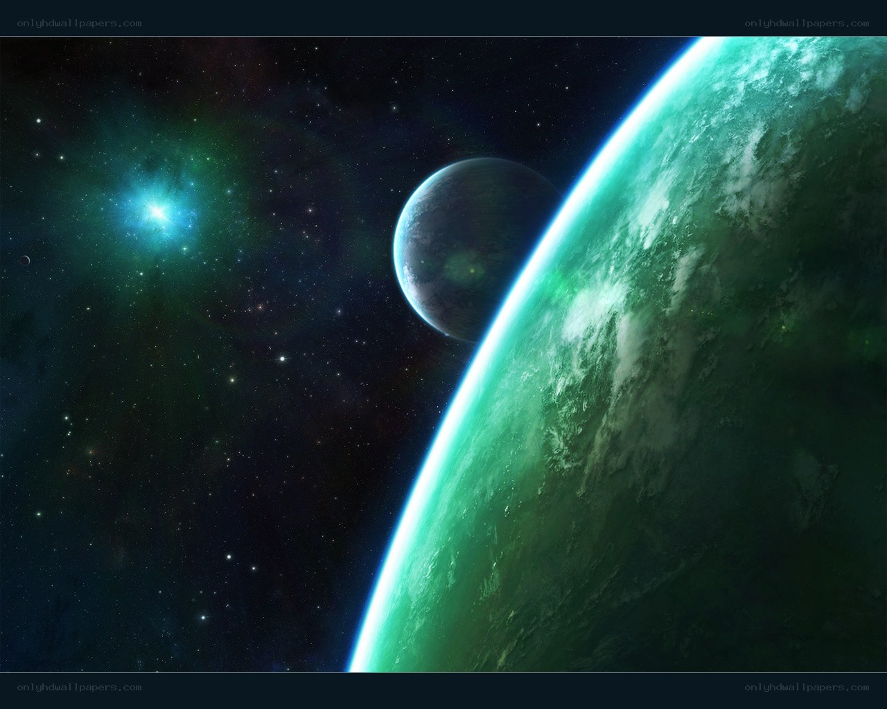 Green planet in space