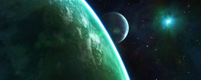 Green planet in space