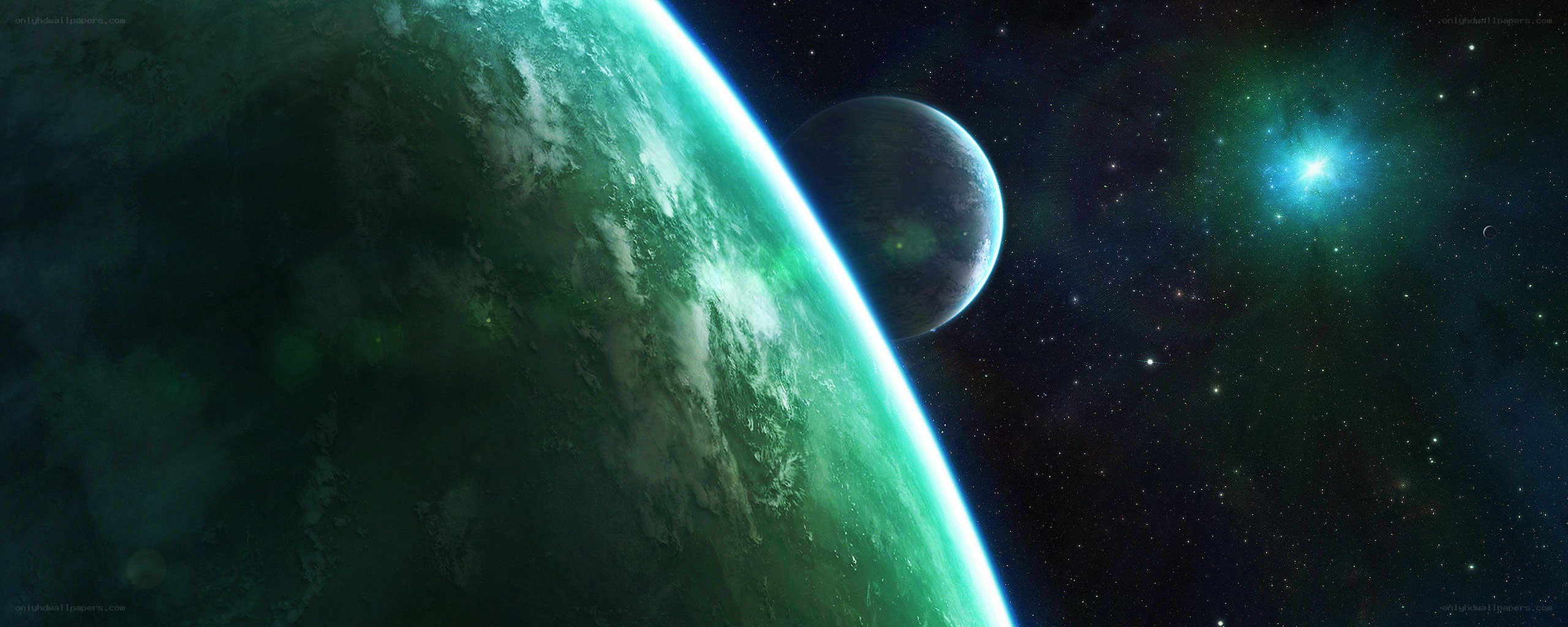 Green planet in space