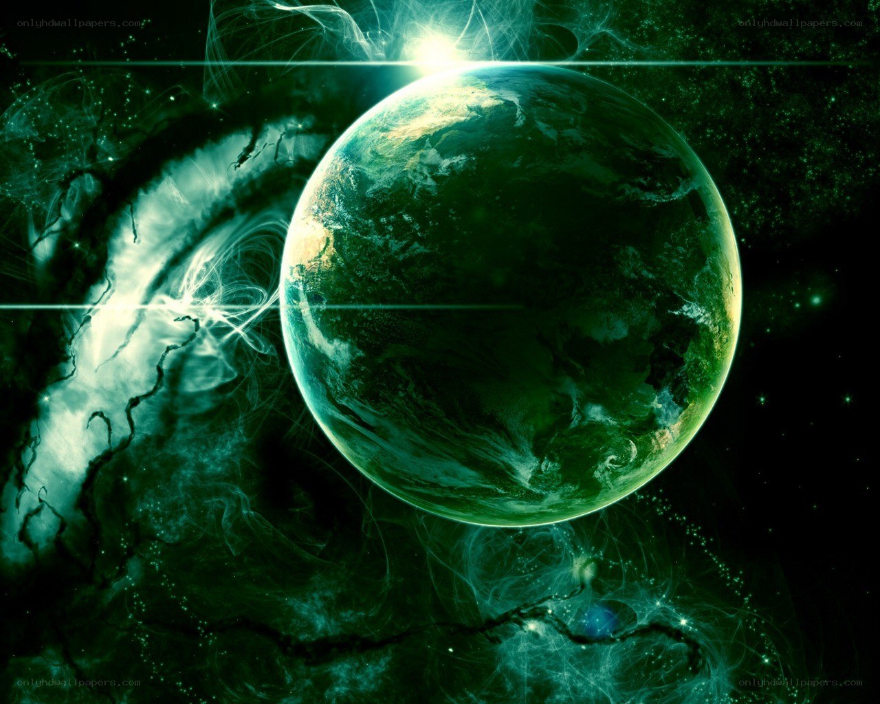 Green planet in space