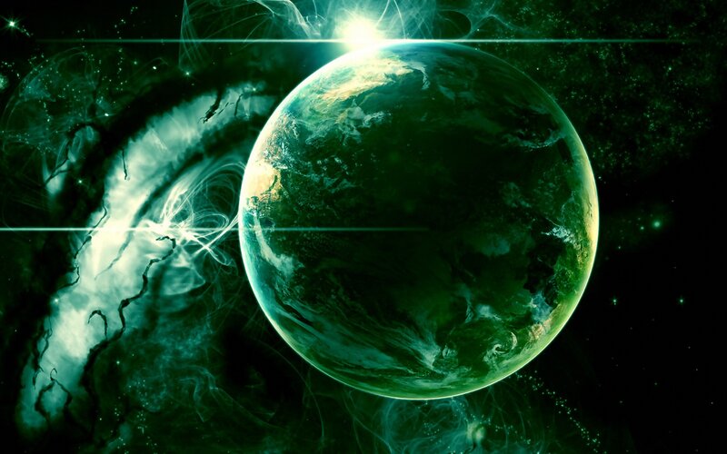 Green planet in space