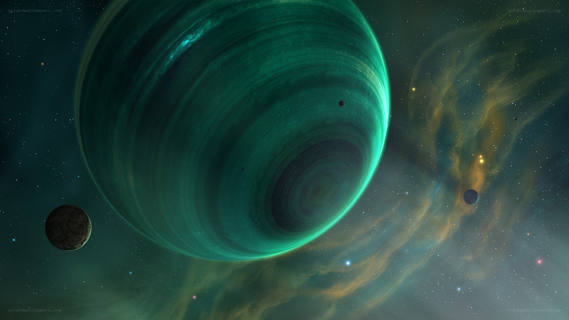 Green planet in space