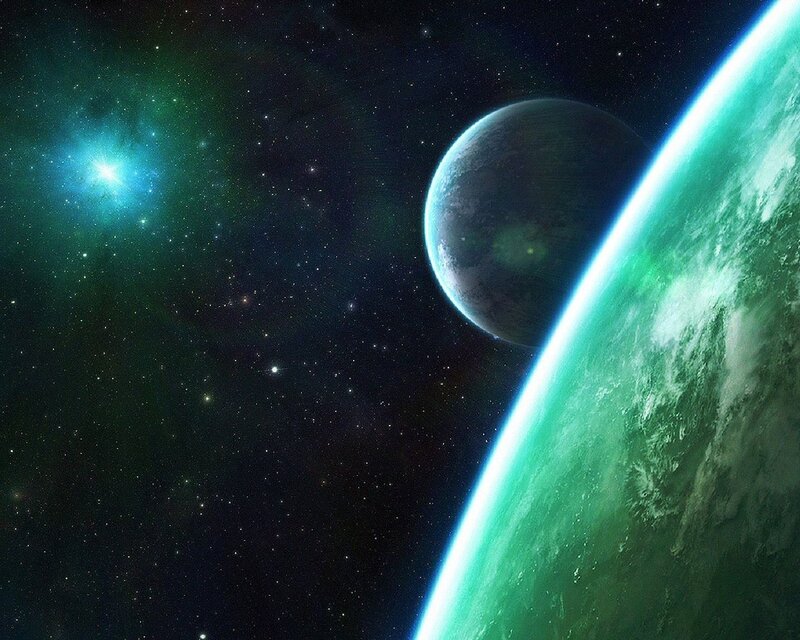 Green planet in space