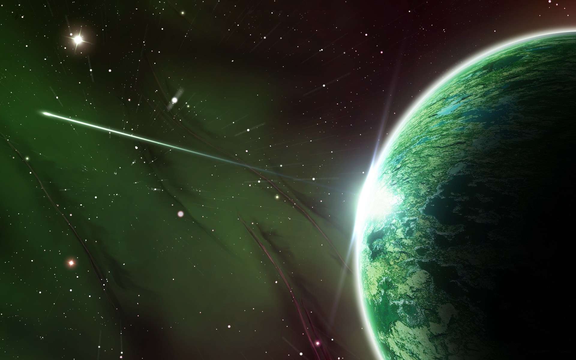 Green planet in space