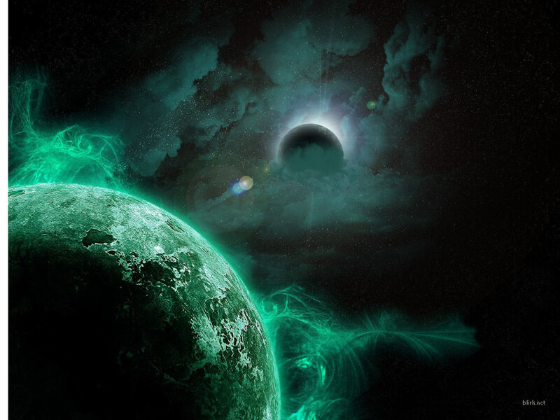 Green planet in space