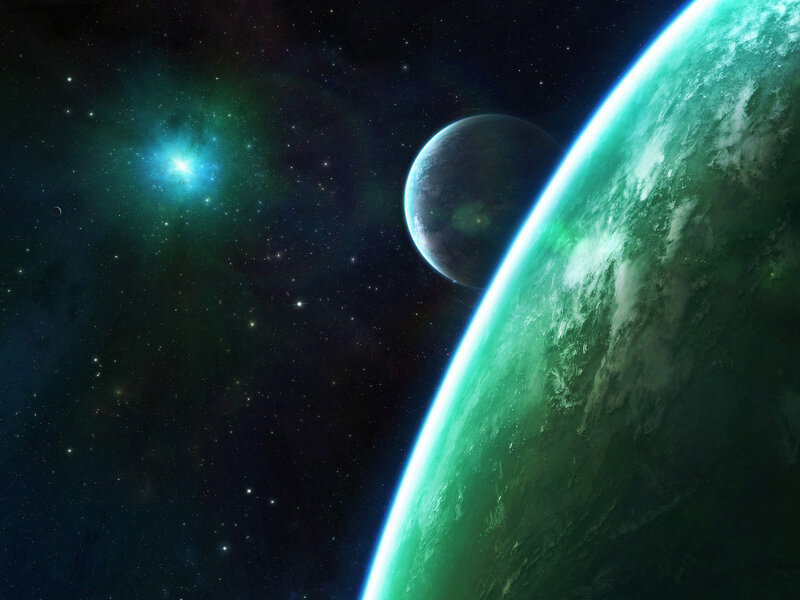 Green planet in space