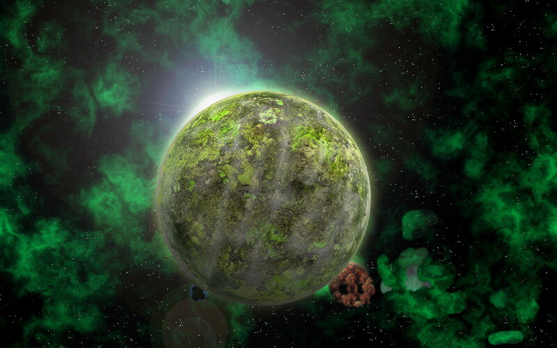 Green Planet in Space — Dramatic, Digital Art