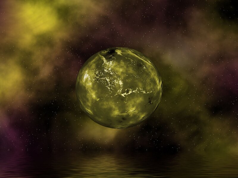Green Planet in Space — Dramatic, Night