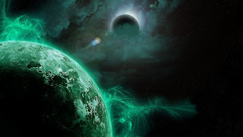 Green Planet in Space — Night