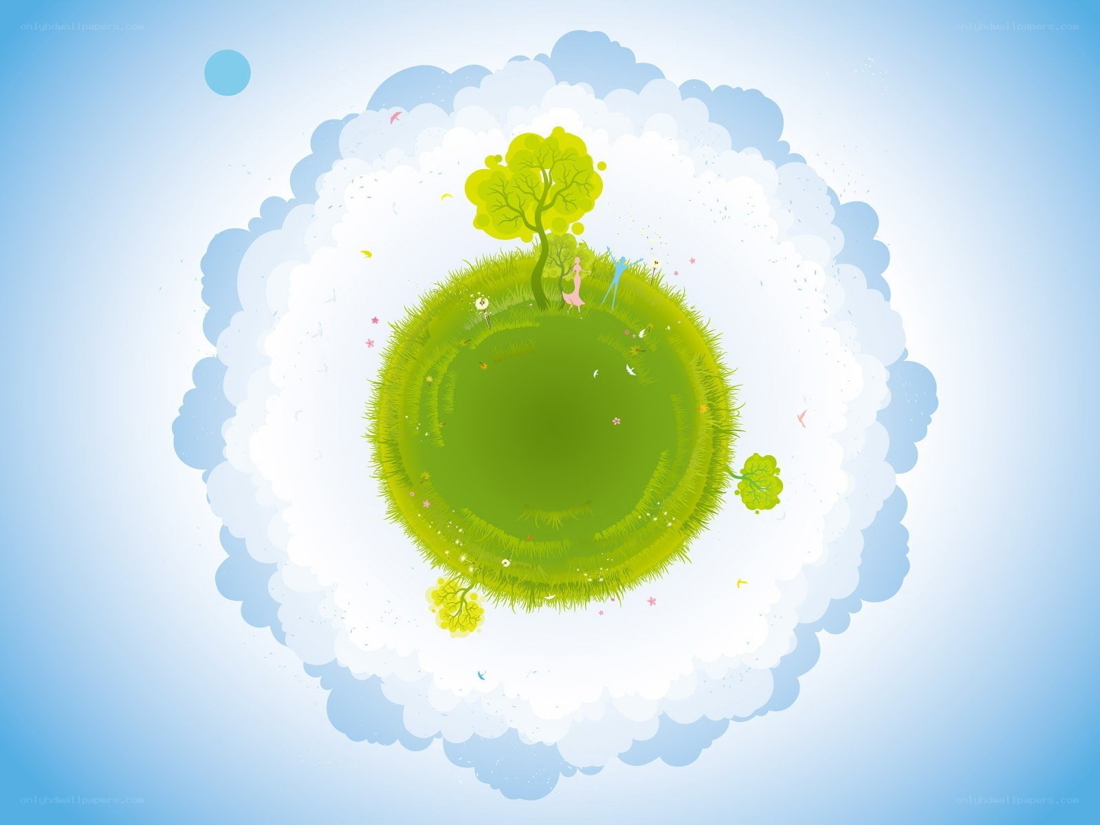 green planet in the clouds