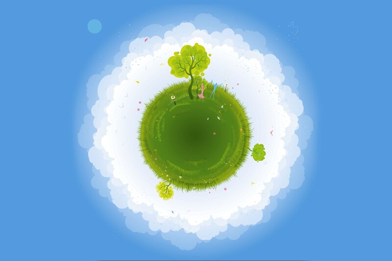 green planet in the sky