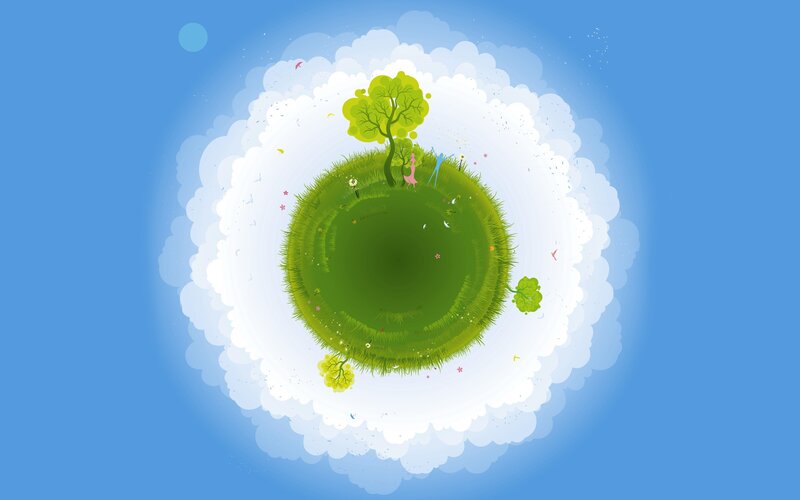 green planet in the sky