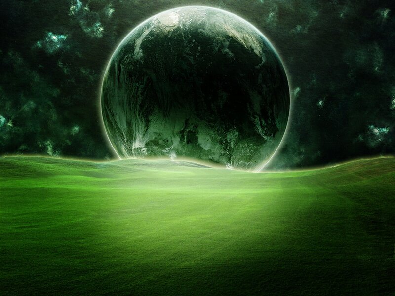 Green Planet Landscape — Dramatic, Night