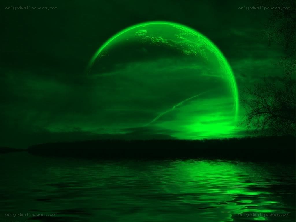 green planet over water