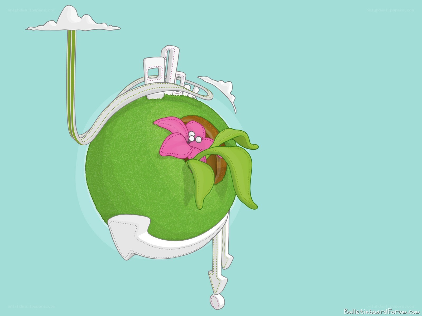 green planet with flower