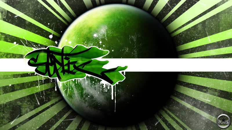 Green Planet with Graffiti