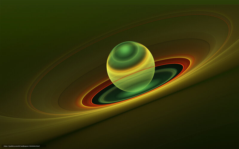 Green Planet with Rings — Dramatic, Digital Art, Space, Sphere