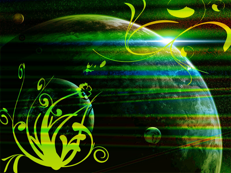 Green Planet with Swirls