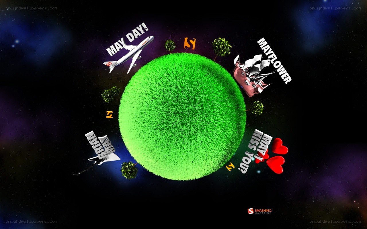 green planet with travel objects