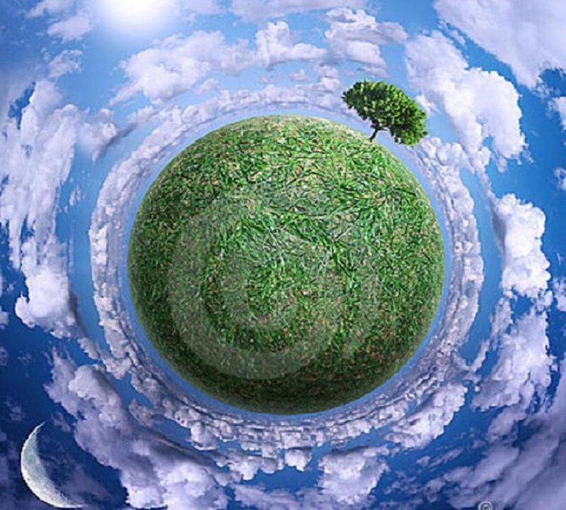 Green Planet with Tree — Serene