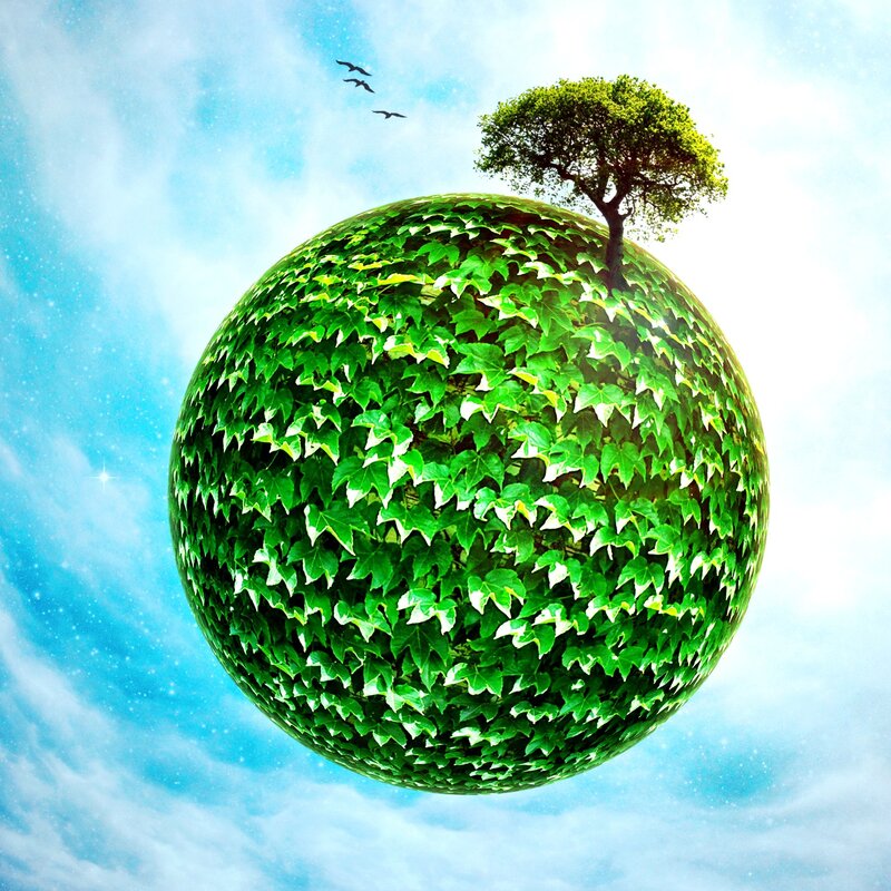 green planet with tree