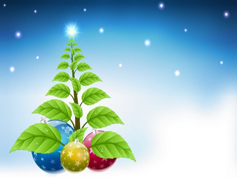 Green Plant with Ornaments — Blue