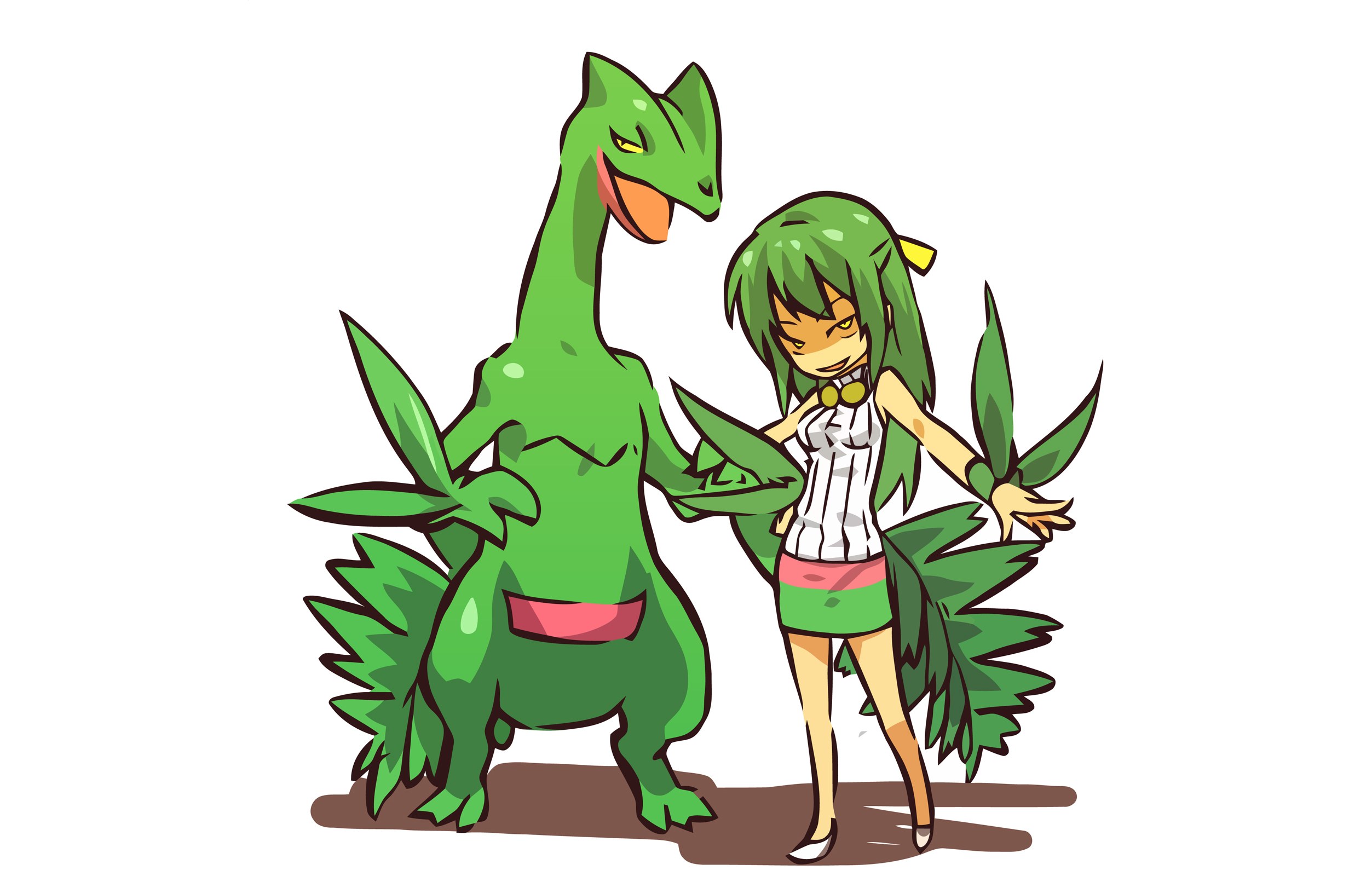 Green Pokémon and trainer