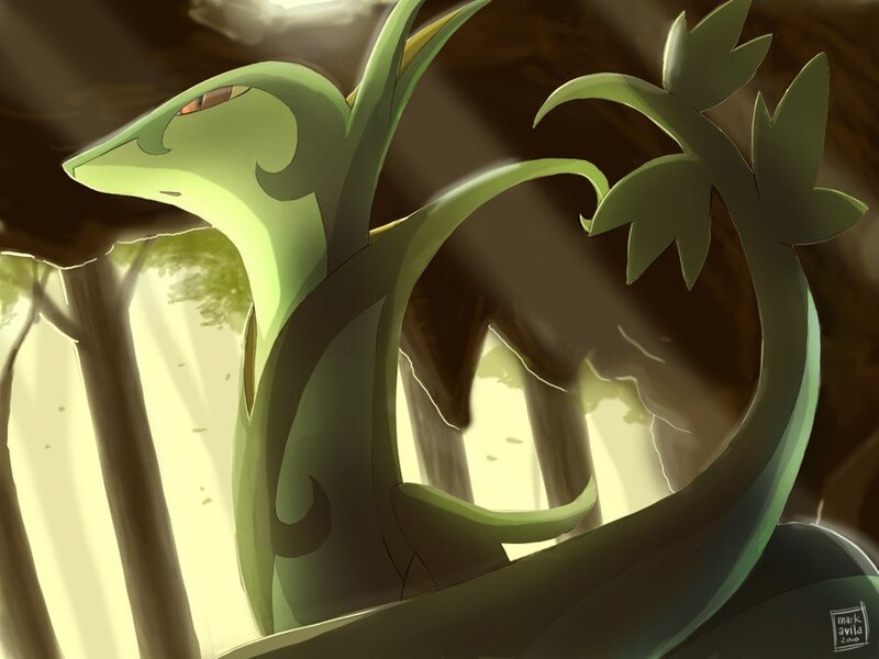 Green Pokémon in a forest