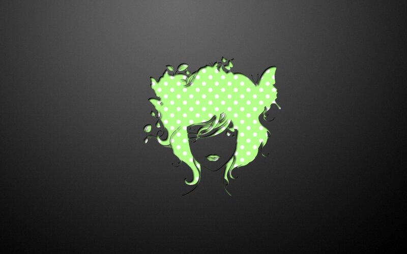 green polka dot hair silhouette