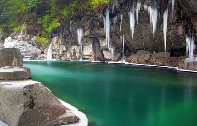 Green Pool with Icicles