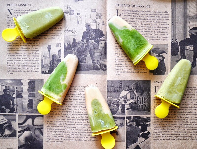 green popsicles on newspaper