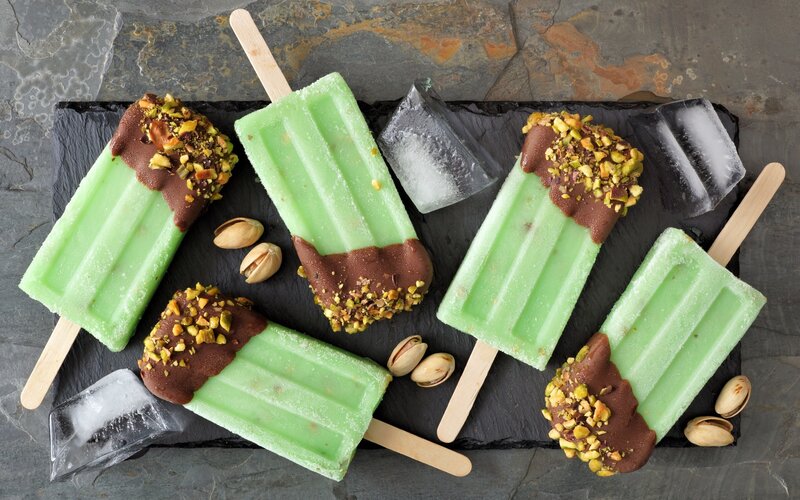 Green Popsicles on Slate