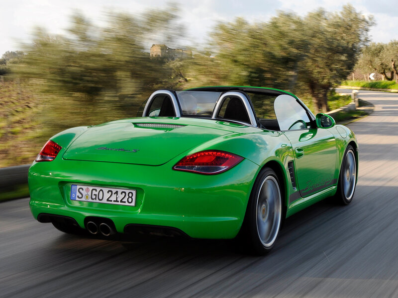 green porsche boxster s driving