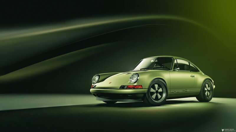 Green Porsche Car — Dramatic