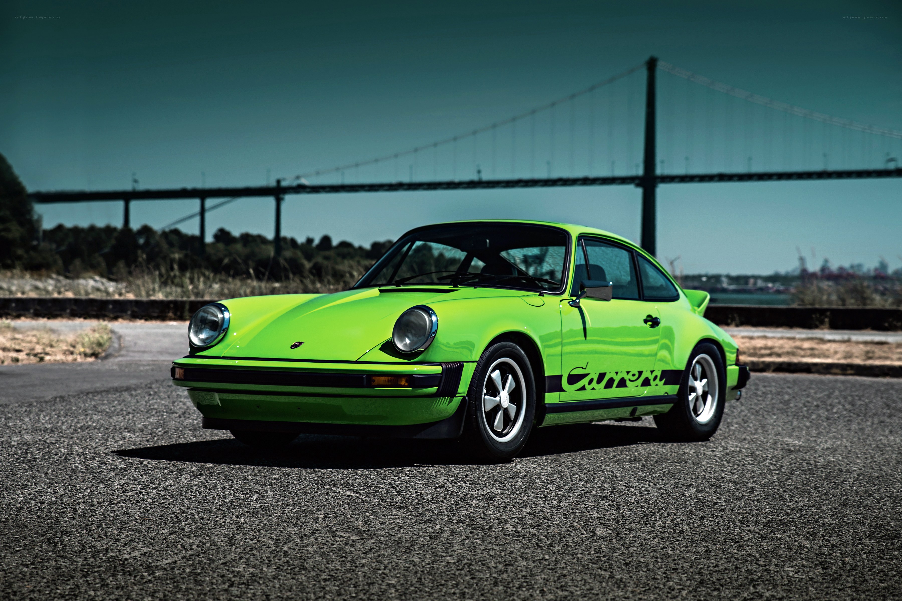 Green Porsche Carrera car