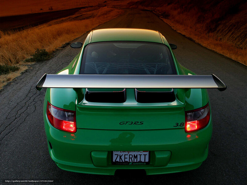 green porsche gt3 rs on road