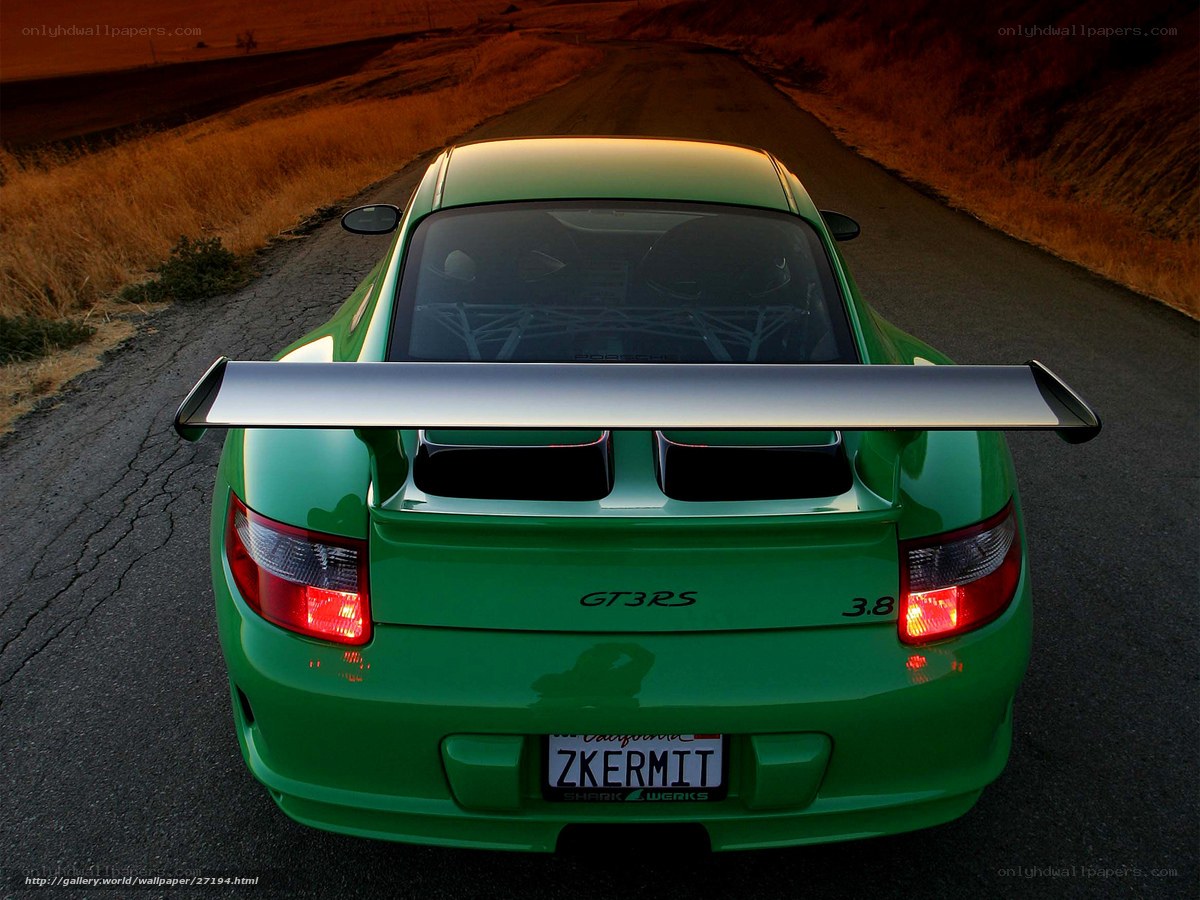 green porsche gt3 rs on road