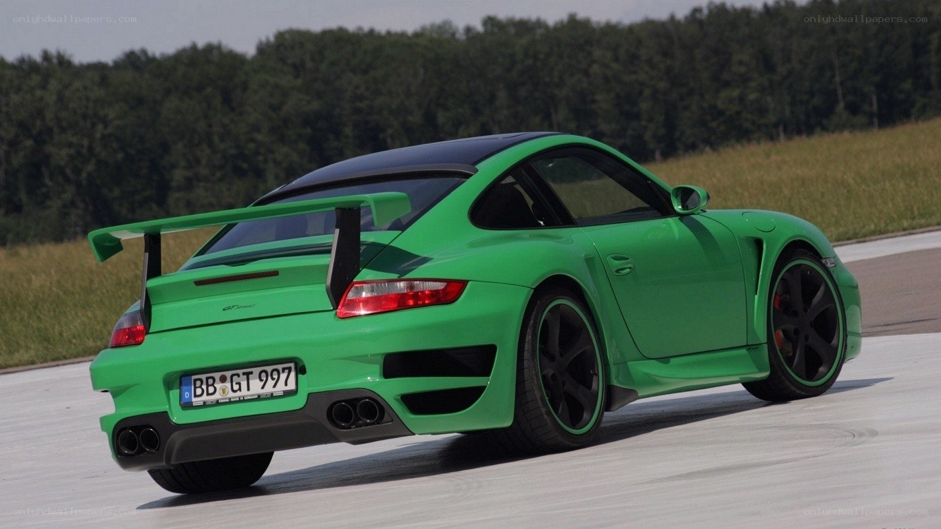 green porsche on racetrack