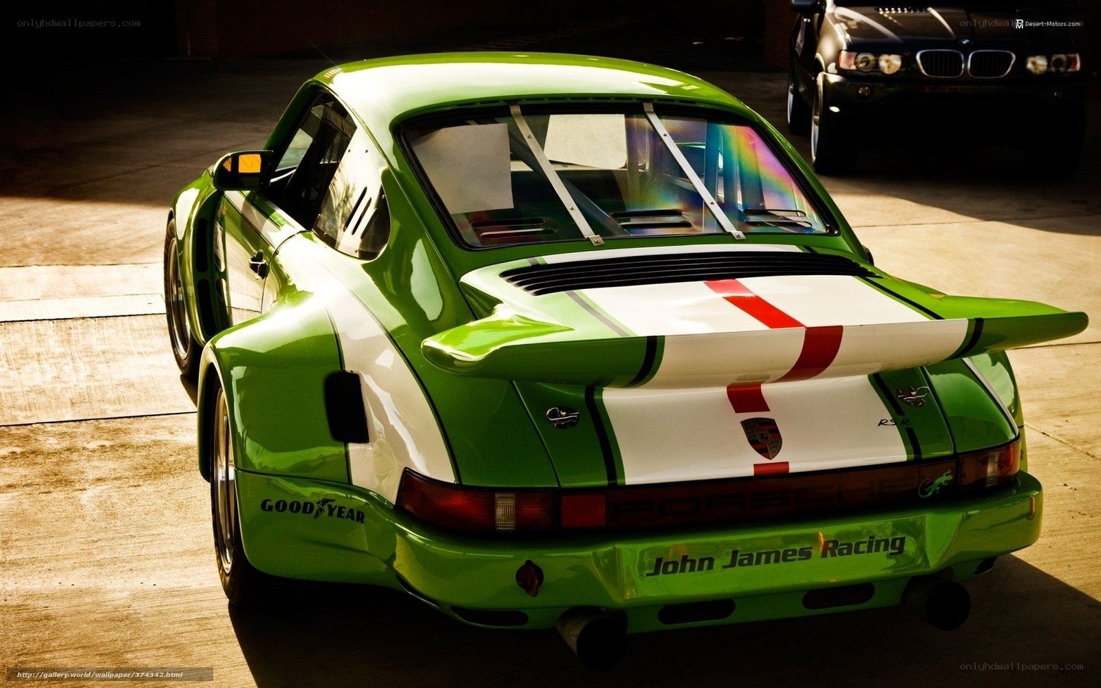 Green Porsche race car