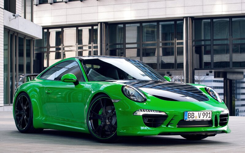 Green Porsche sports car