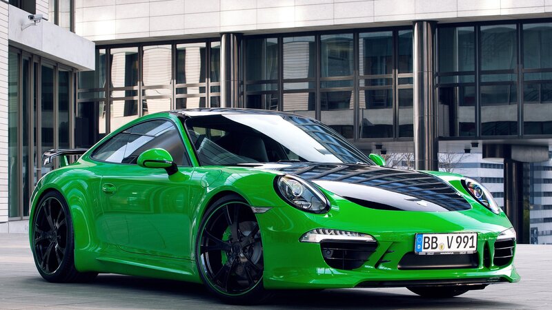 green porsche sports car