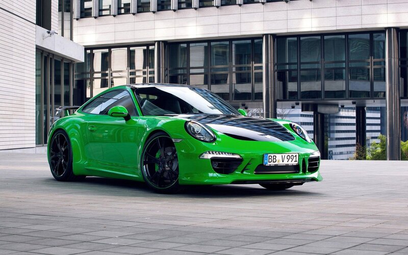 Green Porsche sports car