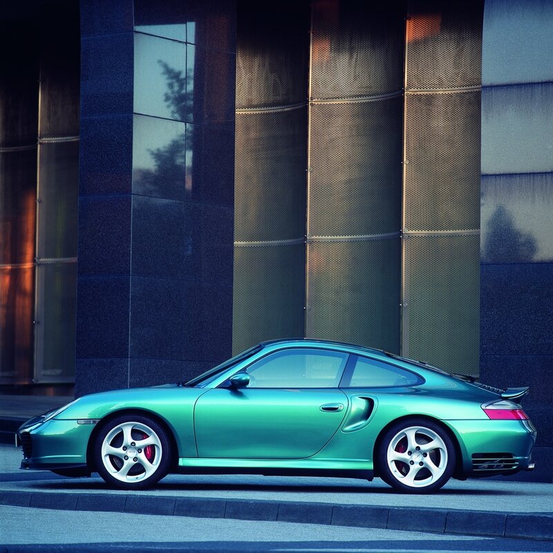 Green Porsche sports car