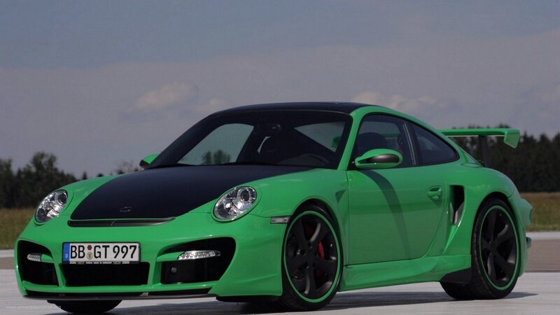 green porsche sports car