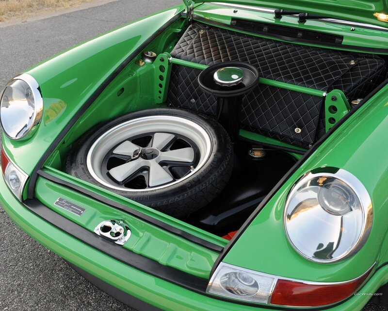 green porsche trunk interior
